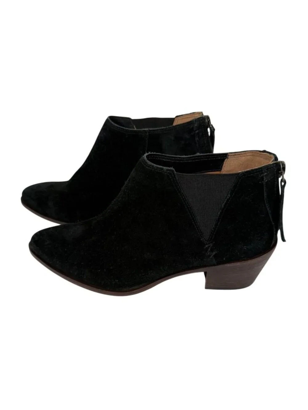 HS Trask Black Suede Ankle Boots Booties Womens Size 8M Brazil Cowgirl Chelsea